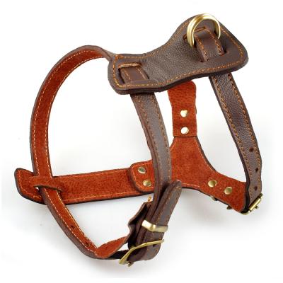 China Viable Soft Adjustable Genuine Leather No Pull Dog Harness for sale