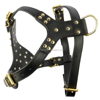 China Durable Large Dog Rivets Studded Pu Leather Large Breed Dog Harness for sale