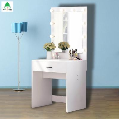 China New Unique Design Modern Wooden(Height)Adjustable Make Up Dresser Vanity Robe Table Set With LED Lighting Mirror for sale