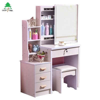 China Simple Almirah Dressing Table Designs (Height) Adjustable White Wood Mirror With Drawer for sale