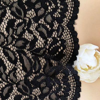 China High quality elastic 22cm gallon lace trim for underwear, garment accessories 90% nylon, 10%spandex wide lace trim for sale