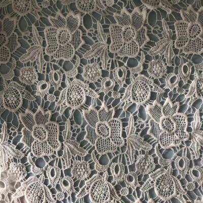 China 120CM water soluble 100% polyester lace, fashion lace chemical ladies dress embroidery lace fabric. for sale