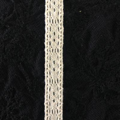 China Wholesale Non-elastic 100% Cotton Crochet Lace Trimming 1.7CM With Satin Band For Clothes for sale