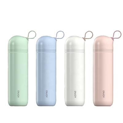 China Travel 304 Stainless Steel Disposable Portable Vacuum Flask With Silicone Rope Thermos Water Cup Bottle Customer Logo for sale