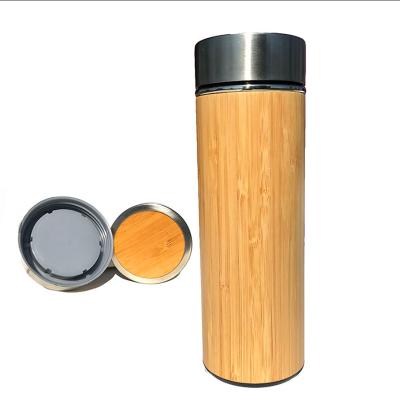 China New PORTABLE Reusable Double Wall Stainless Steel Thermos Vacuum Bottle Bamboo for sale