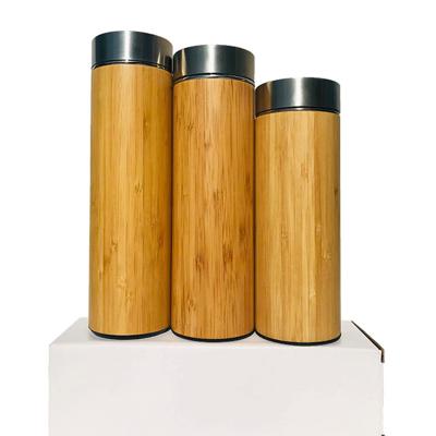 China Good Quality Sustainable Wooden Amazon Outer Bamboo Thermos Bottle With Custom Logo for sale