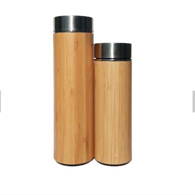 China Double Wall Stainless Steel Water Bottle Unbreakable Sustainable Bamboo Insulated Bamboo Flask for sale