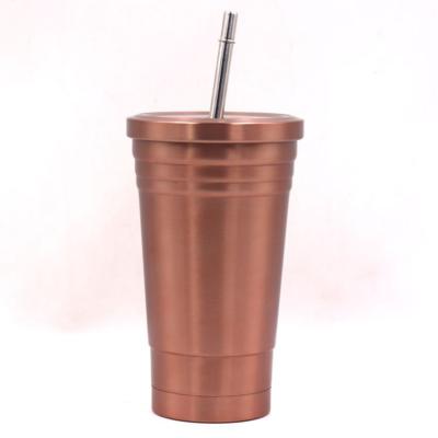 China Sustainable High Quality Double Wall Insulated Coffee Tumbler Stainless Steel Tumbler With Straw for sale