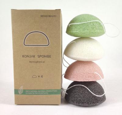 China All Natural Factory Direct Sales 4-Piece Set Skin-Friendly And Comfortable Organic Konjac Face Sponges for sale