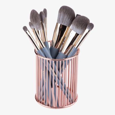 China Fashion Wholesale Metal Makeup Brush Cylinder Holder Multifunctional Makeup Brush Holder Pen Holder Folders Organizer for sale