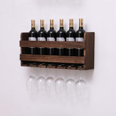 China Other Creative Wooden Wall Mounted Wine Rack Custom Wine Ornaments Rack Solid Wood Wine Display Rack for sale