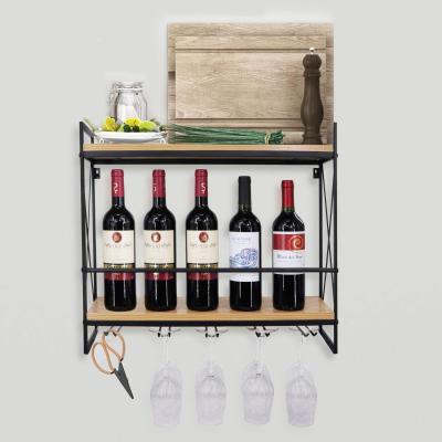 China Workable Wrought Iron Wall Hanging Ornaments Wine Bottle Rack Wine Glass Rack Wine Rack for sale