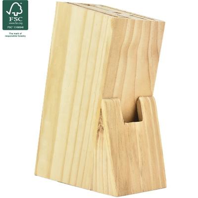 China Kitchen Utensils Pine Wood Knife Stand Kitchen Knife Stand Factory Direct Sales Solid Wooden Knife Block for sale