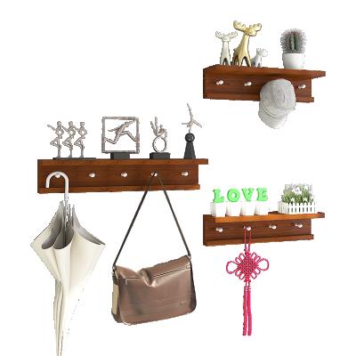 China Adjustable Wooden Log Free Sample Wall Mounted Coat Rack Shelf (Other) With Shelf for sale