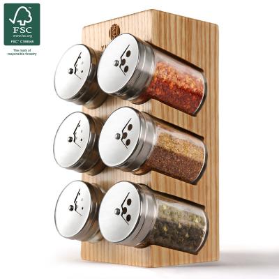 China Sustainable Spice Rack Plant Outlet Pine Wood In Kitchen Hotel Restaurant Herb And Spice Tools Spice And Pepper Shakers Glass for sale