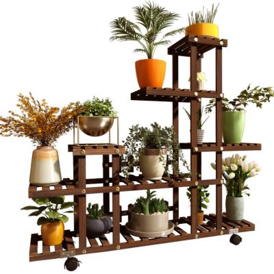 China Europe multi-layer wooden flower and plant shelf on the balcony flower display stand flower pot rack for sale