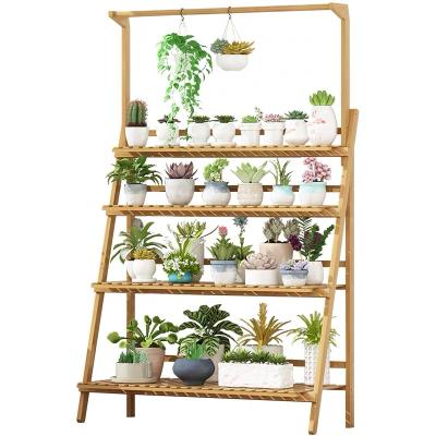 China Modern Solid Wood Flower and Plant Shelf Home Decoration Multilayer Flower Display Rack for sale