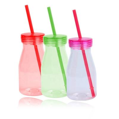 China Custom Logo C1725 With Straw Bottle Baby Milk Tea Beverage Tumbler Single Wall Plastic Cup Bottle for sale