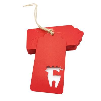 China Anti-Counterfeit Custom Clothes Hang Tag Dress Shape Hang Tagged Red Clothing Garment Tag Design Free LOGO D07 for sale