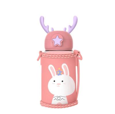 China Cute Viable Cartoon Novelty Gifts Kids Unicorn Straw Cups Plastic Water Bottle For Kid With Thermos Cup Lid And Carry Bags for sale