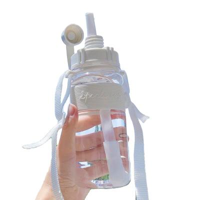 China 2022 Viable Trending White Transparent Products Sublimation Kids Shoulder Strap School Water Bottles With Straw For Kids for sale