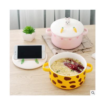 China Factory Manufacture Various Sustainable Multifunctional Ceramic Tableware Large Reusable Bowl With Lid for sale