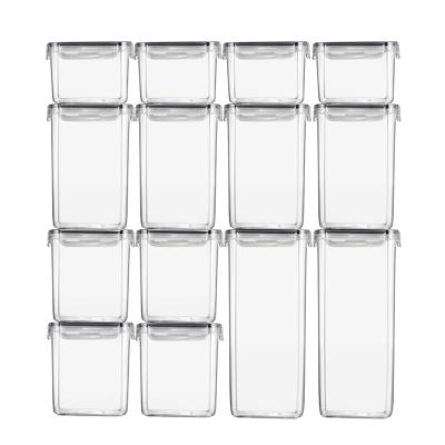 China 14 Piece Plastic Food Container Rectangular Sealed Fresh-Storage Box Viable Can Be Stacked With Refrigerator Storage Box for sale