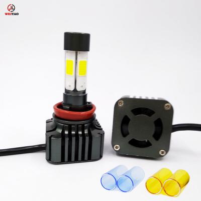 China Weiyao Super Bright Aluminum H8/H9/H11 COB Led Bulb Lamp Headlights Car Led Light 4 Sides for sale