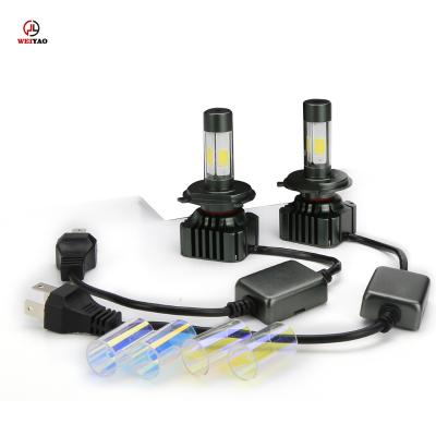 China Weiyao Wholesale Aluminum Auto Led Car Lamp Yellow White Blue Car Led Headlight Three Colors H4 for sale