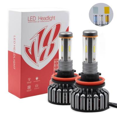 China Newest aluminum car led headlight h11 h7 h4 csp 9005 led car headlight three colors led headlights kits for sale