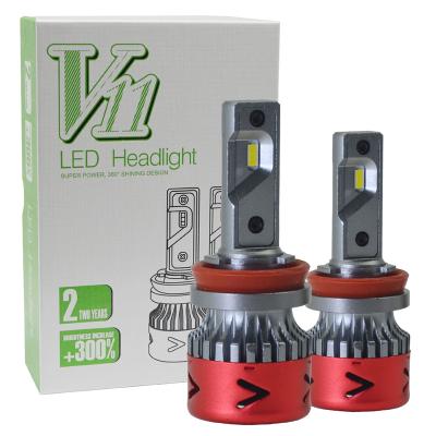 China New mini V11s aluminum led lamp car led headlight h11 lighting system auto integrated high speed fan for sale