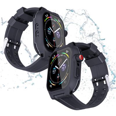 China New Arrival 2021 Dustproof Shockproof Waterproof Shellbox IP68 Certified 41mm Waterproof Watch Case Compatible With Apple Watch Series 7 With Silicone Watch Band for sale