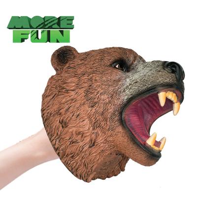 China High Quality Realistic Soft PVC Plastic Animal Puppet Toys Realistic Eco-friendly Bear Toys Grizzly Bear Hand Puppet for sale