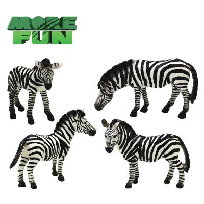 China Early Education OEM ODM PVC Plastic Animal Toys Zebrar Lifelike Eco-Friendly Family 4 In 1 Zebra Set Toys for sale