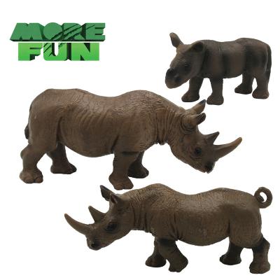 China Game OEM ODM PVC Plastic Animal Toys Eco-friendly Realistic Rhino Family Set Rhino Toys for sale