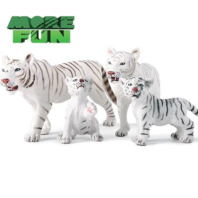 China Early Education OEM ODM PVC Plastic Animal Toys White Tiger Family Eco-friendly Realistic 4 In 1 Set Tiger Toys for sale