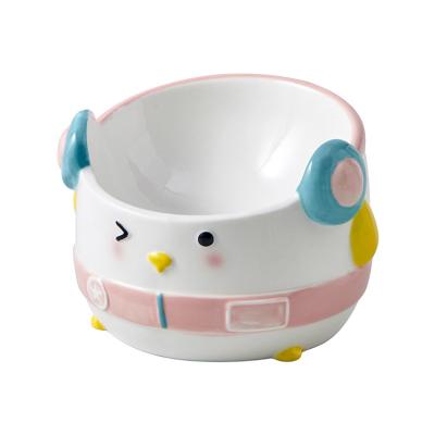 China Sustainable Easy To Clean Anti-falling Water Oblique Mouth 15 Degree Tilted Elevated Pet Cat Bowl Ceramic for sale