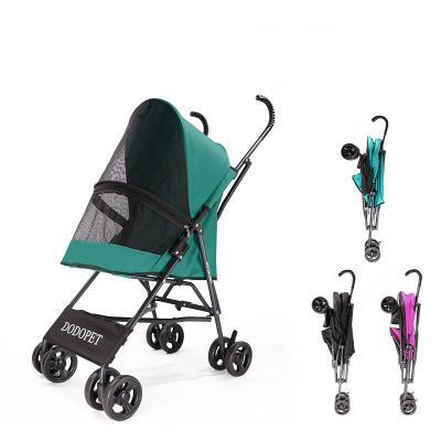 China Stylish One-Hand 4 Pet Walker Travel Folding Carrier Easy Wheels Fold Up Luxury Dog Stroller for sale