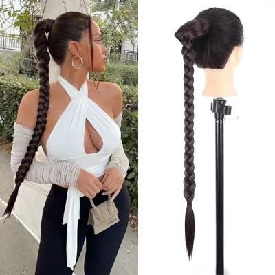 China Wholesale 30inch Super Synthetic High Temperature Fiber Ponytail Hair Extensions Ombre Color Wave Wrap Around Jumbo Braided Ponytail for sale