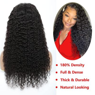 China Black Custom Remy Hair Raw Wigs Hairline Wigs Spring Curl 13x4 Lace Front Wig With Baby Brazilian Curly Natural Hair for sale