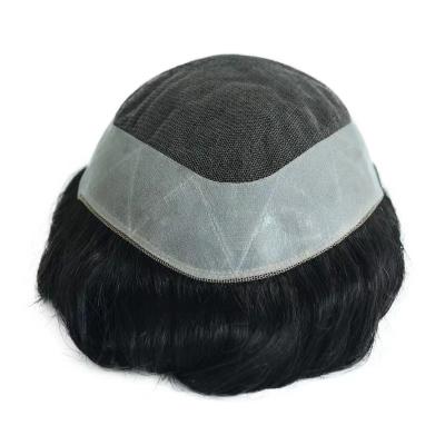 China 2022 new style mono durable fine straight around poly coat cheap hairpiece wig for men for sale