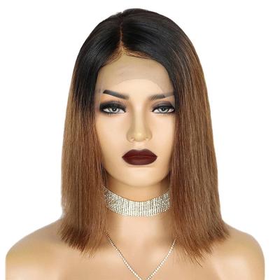 China Ombre Hair Wigs Brazilian Straight Remy Hair Bob Human Hair Wig Bleached Knots Bob Wig Bob 1b/27 Body Wave Shorts For Woman for sale