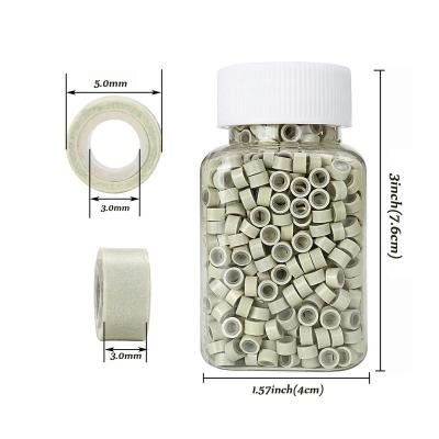 China For Hair Extension 5mm*3mm*3mm Fast Ship 500pcs/box Silicone Lined Micro Beads Silicone Lined Rings Links Micro Beads For Hair Extensions for sale