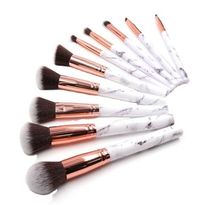 China Angular blush 10 high quality wholesale custom professional marble set makeup brush without bag hudavioji for sale