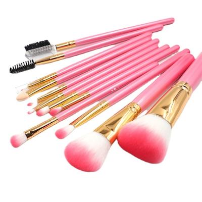 China Angular blush selling high quality professional 12 gold and pink makeup brushes without bag hudavioji for sale