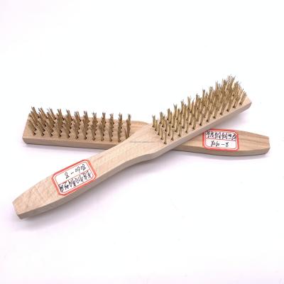 China Factory Wholesale Rust Steel Wire Hand Brush Copper Wiring Wire Brush Cleaning Multifunctional Wooden High Quality Steel Wire Brush for sale