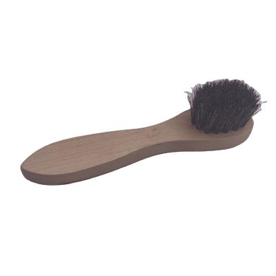 China Soft Clean/Wax/Oil Brush/Polish High Quality Small Round Wooden Handle Shoe Brush Horse Hair Tip Cleaning Leather Wool for sale