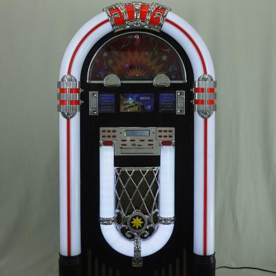 China Classic Home Music Player Multi-function Wooden Retro Jukebox Colorful Lights Cd Music Combo Jukebox Dj Turntable Player for sale