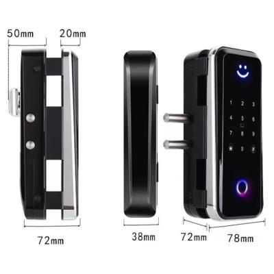 China Remote Control Glass Apartment Door Lock BLE TTLock Password Card Fingerprint Digital Smart Glass Door Lock for sale