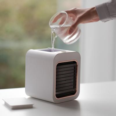 China Desktop Fan Mini Air Cooler Table Fan Water Cooling Fan Mini Air Conditioner Water Cooling Portable Square Fan DQ202 for sale